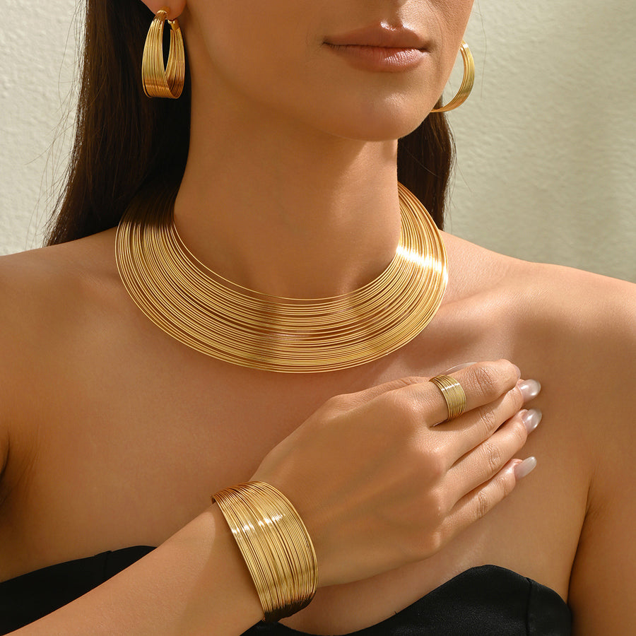 Choker & Adjustable Bangle Jewelry Set for Women
