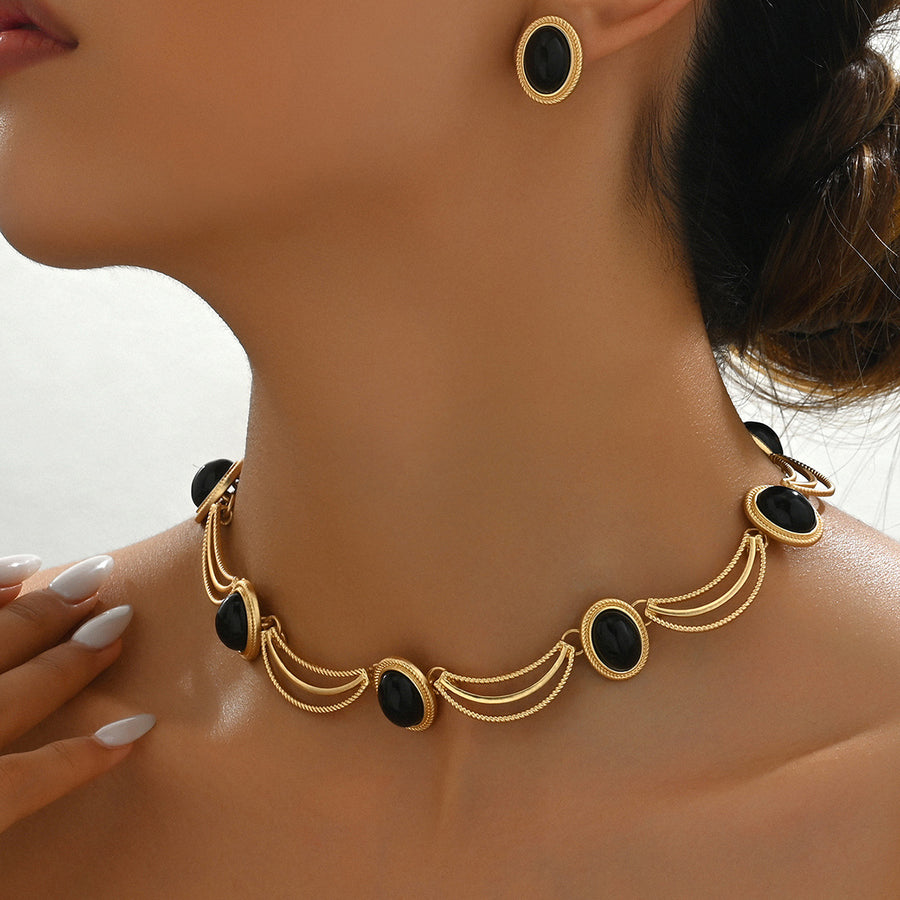 Vintage Court Style Women Jewelry Set - Necklace & Earrings