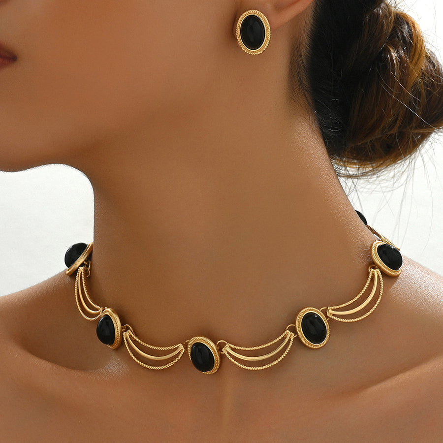 Vintage Court Style Women Jewelry Set - Necklace & Earrings