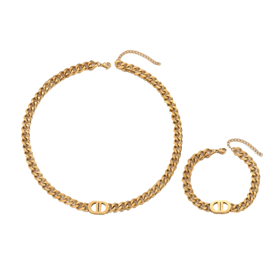 European American Women Light Luxury Cuban Jewelry Set