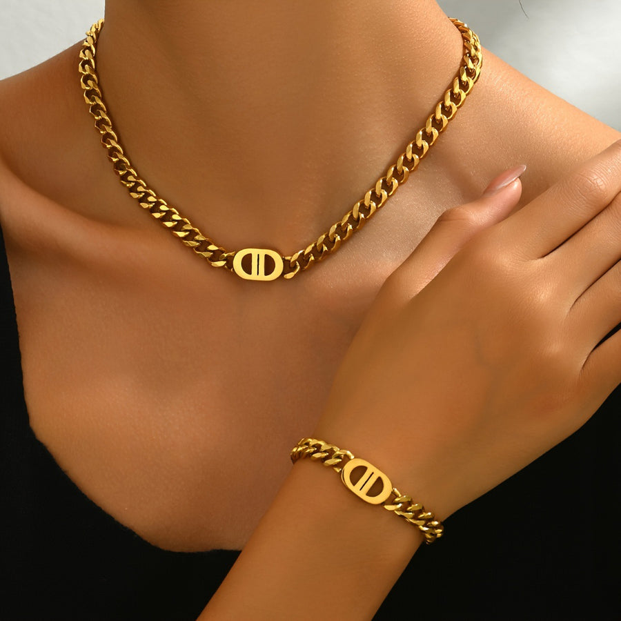 European American Women Light Luxury Cuban Jewelry Set