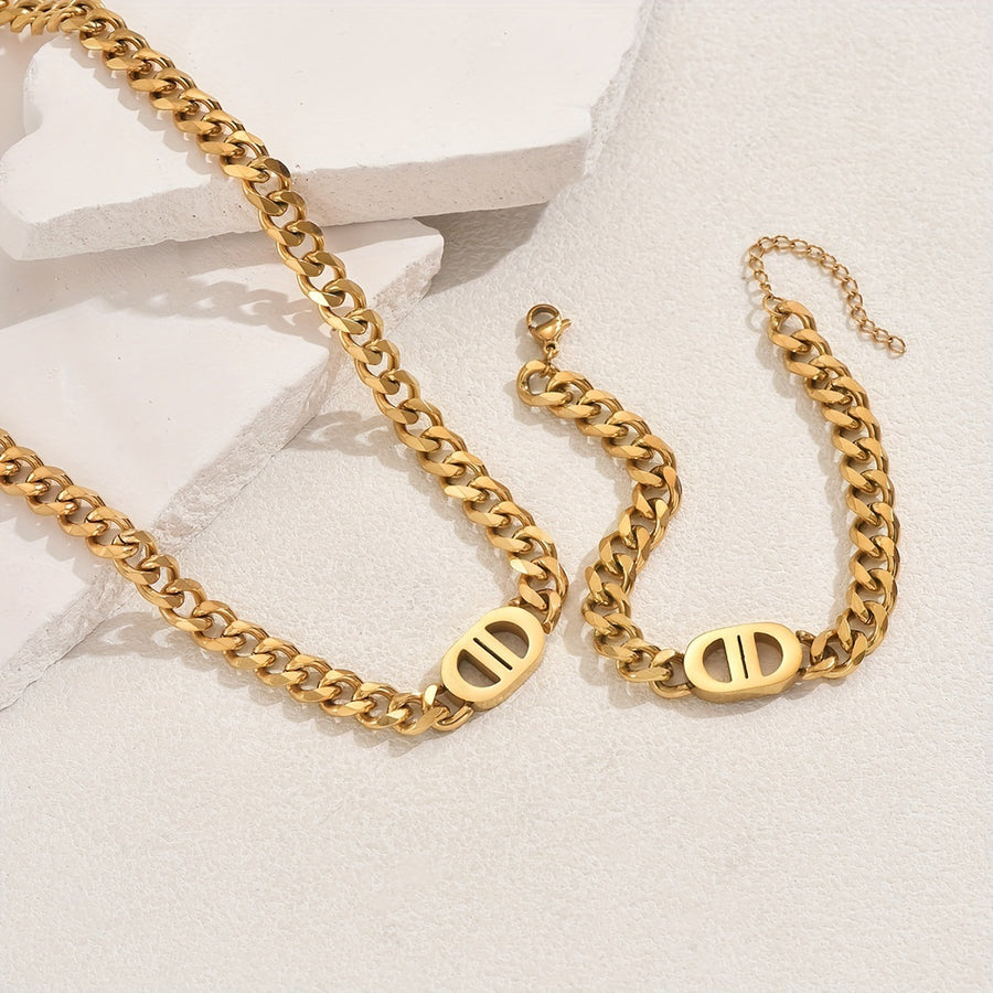 European American Women Light Luxury Cuban Jewelry Set