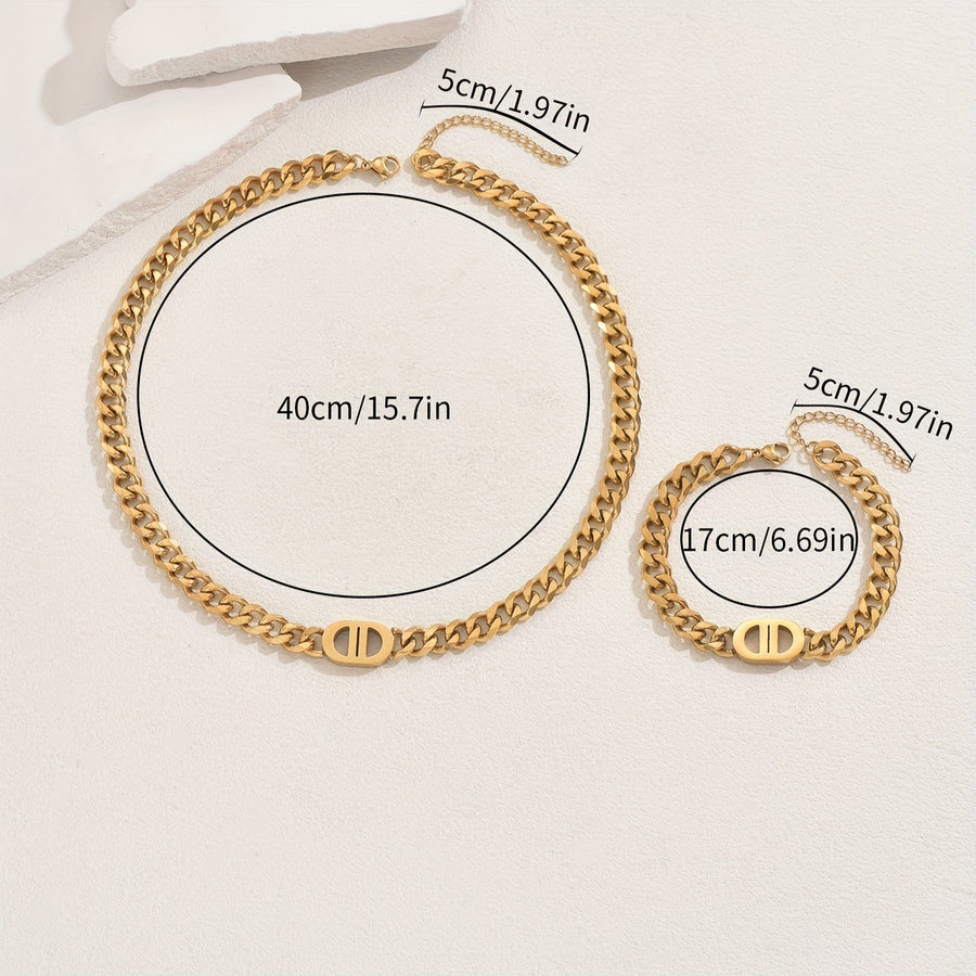 European American Women Light Luxury Cuban Jewelry Set