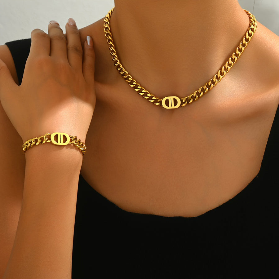 European American Women Light Luxury Cuban Jewelry Set