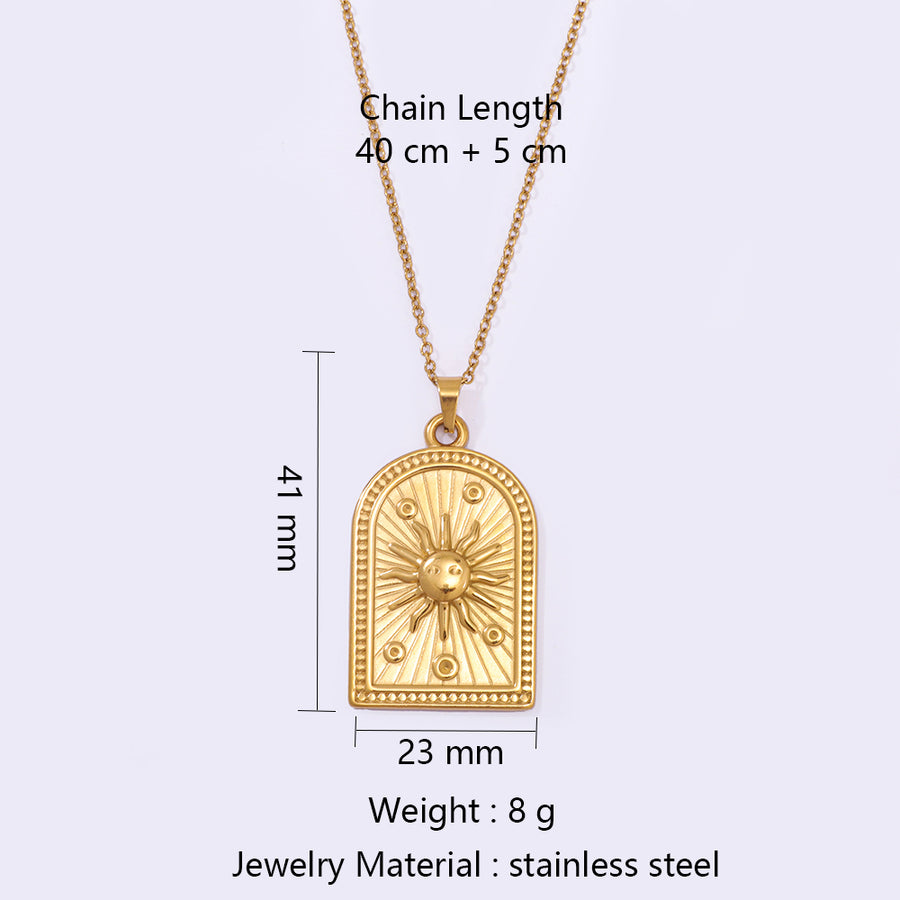 Vintage Sun-patterned Arch Stainless Steel Necklace