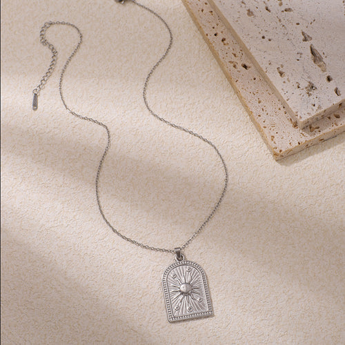Vintage Sun-patterned Arch Stainless Steel Necklace