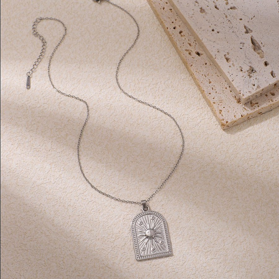 Vintage Sun-patterned Arch Stainless Steel Necklace