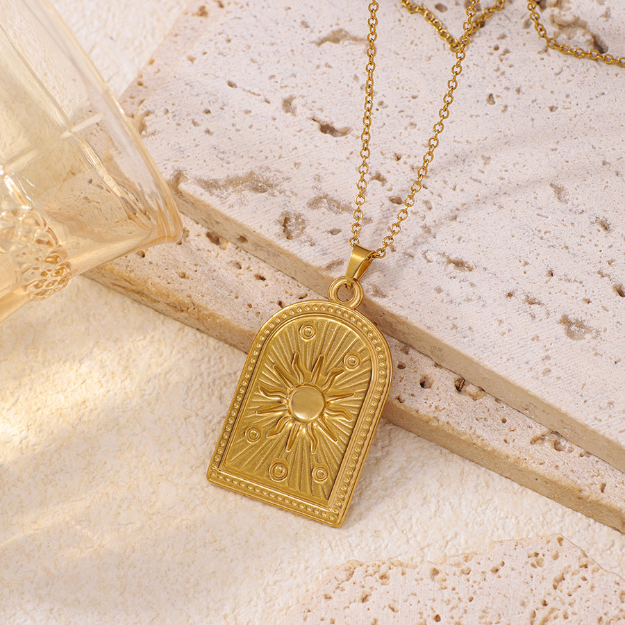 Vintage Sun-patterned Arch Stainless Steel Necklace
