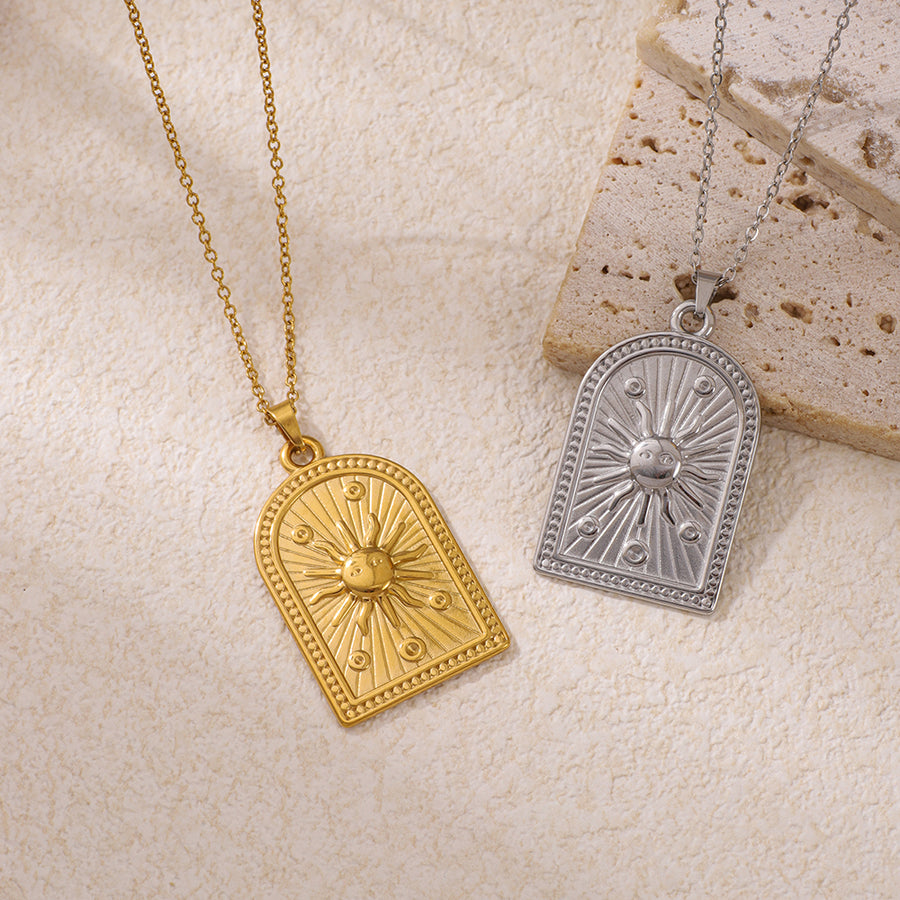 Vintage Sun-patterned Arch Stainless Steel Necklace