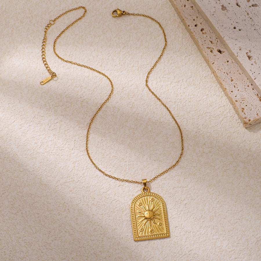 Vintage Sun-patterned Arch Stainless Steel Necklace