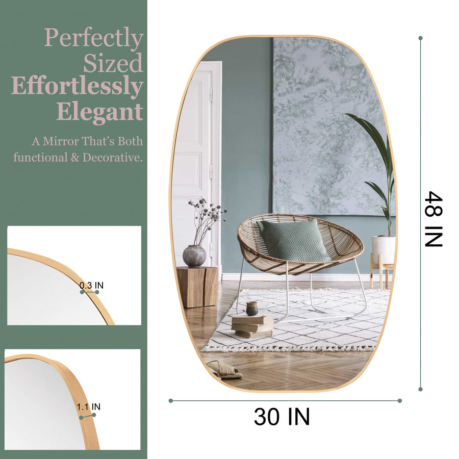 Elegant Gold Metal Framed Oval Vanity Mirror for Bathroom