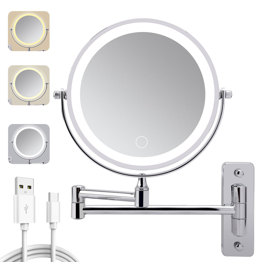 Wall Mounted Lighted Makeup Mirror with 10X Magnification