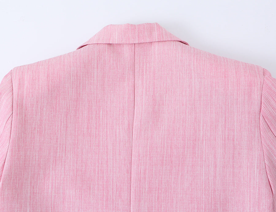 Elegant Single Button Blazer & Wide Leg Pants Suit Set