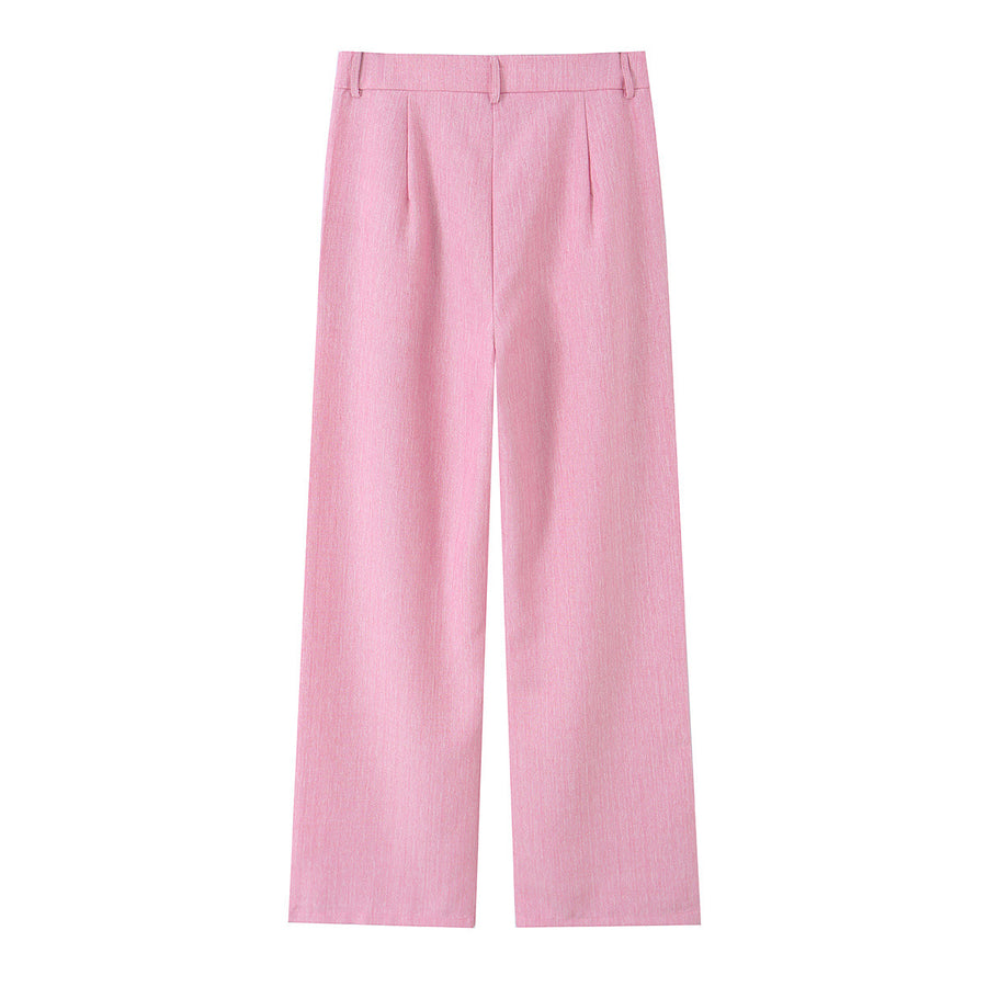 Elegant Single Button Blazer & Wide Leg Pants Suit Set