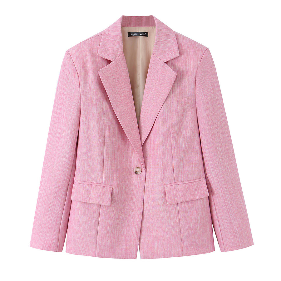 Elegant Single Button Blazer & Wide Leg Pants Suit Set