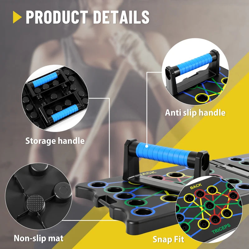 Portable Foldable Push-Up Board with Resistance Bands