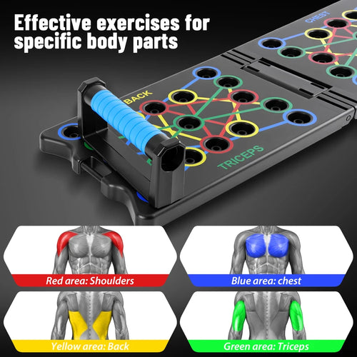 Portable Foldable Push-Up Board with Resistance Bands
