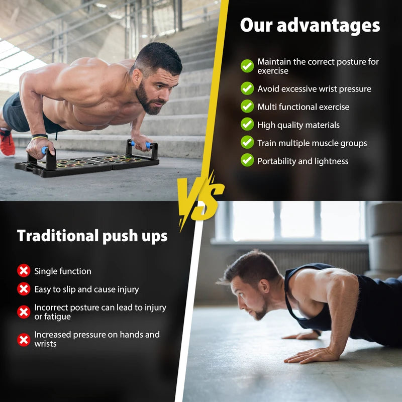 Portable Foldable Push-Up Board with Resistance Bands
