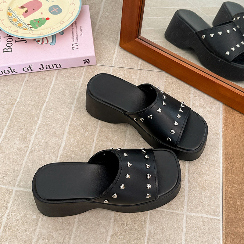 Women's Silver Platform Slide Sandals - Stylish Summer Slippers