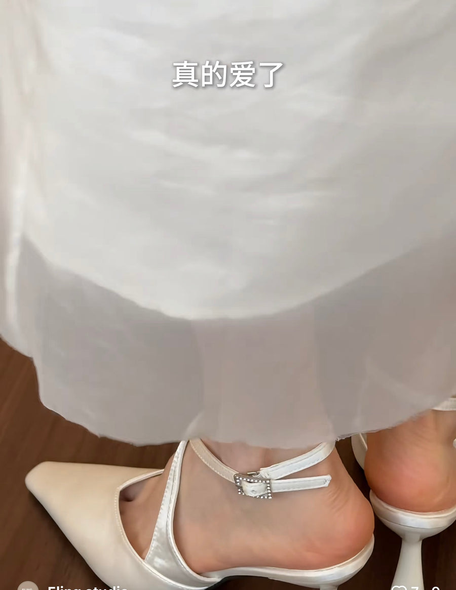 Women French Pointed Toe High Heels, Cross Strap Sandals