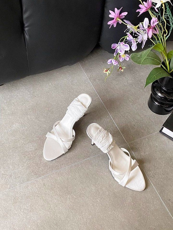 Elegant Black Stiletto Heels: Women Open Toe Lace-up Sandals