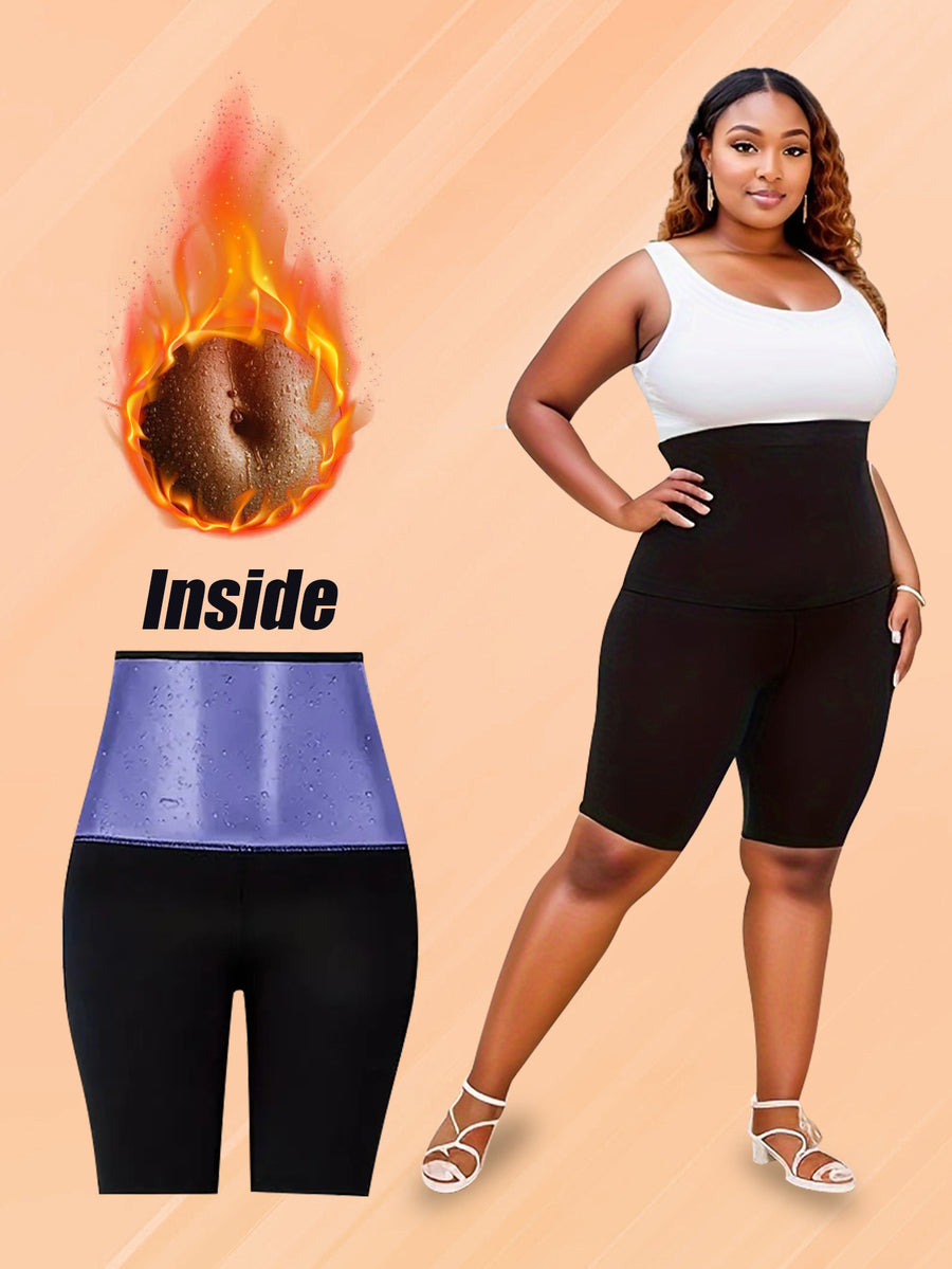 Plus Size Sauna Sweat Shorts for Women - Slimming Leggings