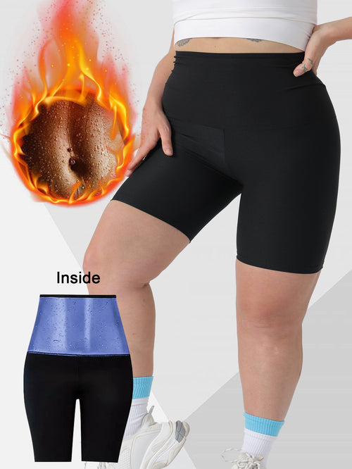Plus Size Sauna Sweat Shorts for Women - Slimming Leggings