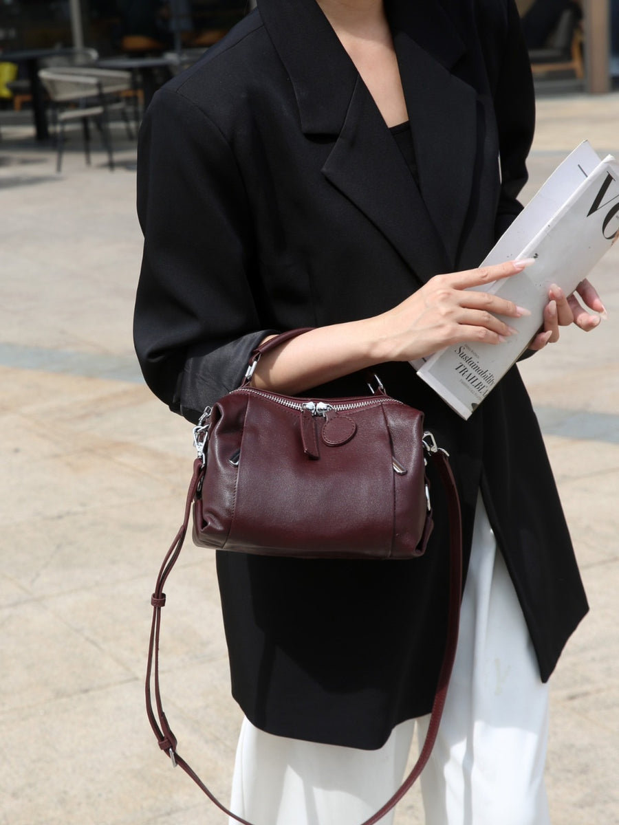 Top-grain Cowhide Boston Pillow Bag for Women - Stylish Handbag
