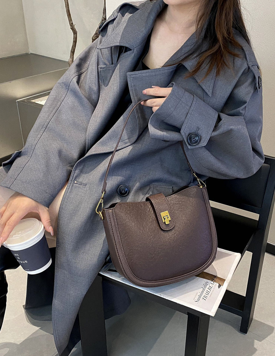 Minimalist Fashion Light Luxury Handbag - Genuine Leather