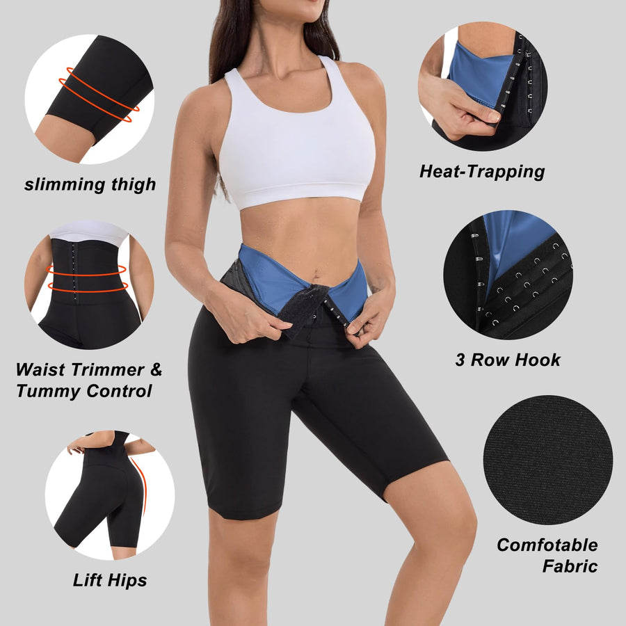 High Waisted Sauna Sweat Shorts for Women | Slimming Leggings