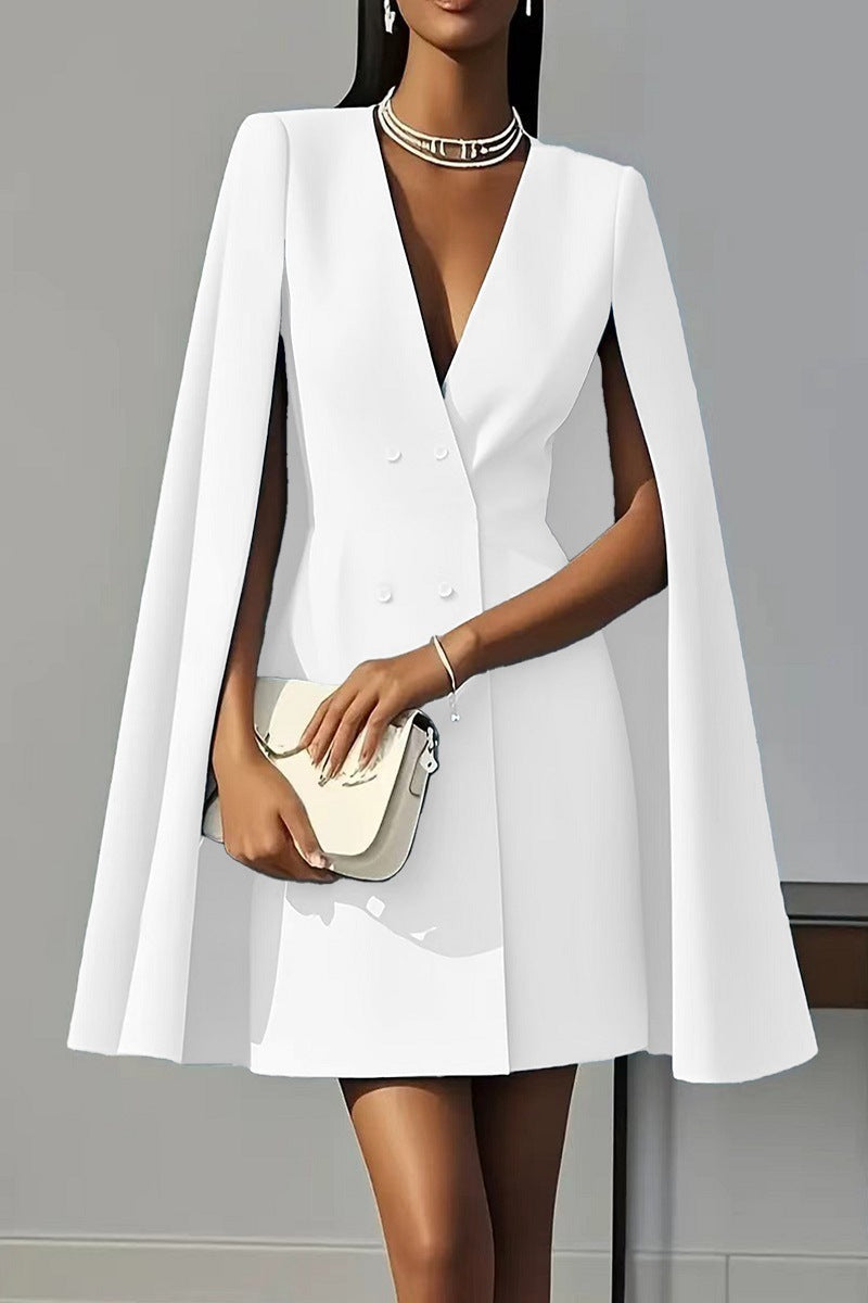 Stylish Double-breasted Cape Coat - Autumn Trench Coat for Women