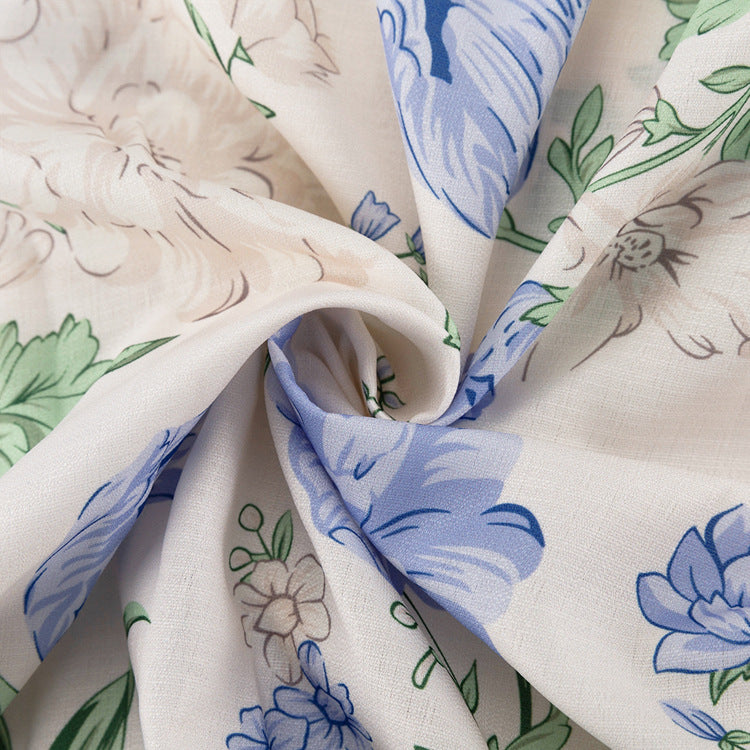 Watercolor Blue Floral Mini Shirt Dress for Effortless Style