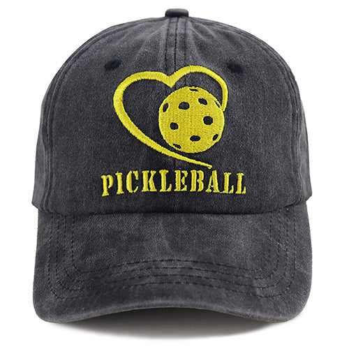 I Love Pickleball Heart Embroidered Sun Hat - 2pcs Baseball Cap