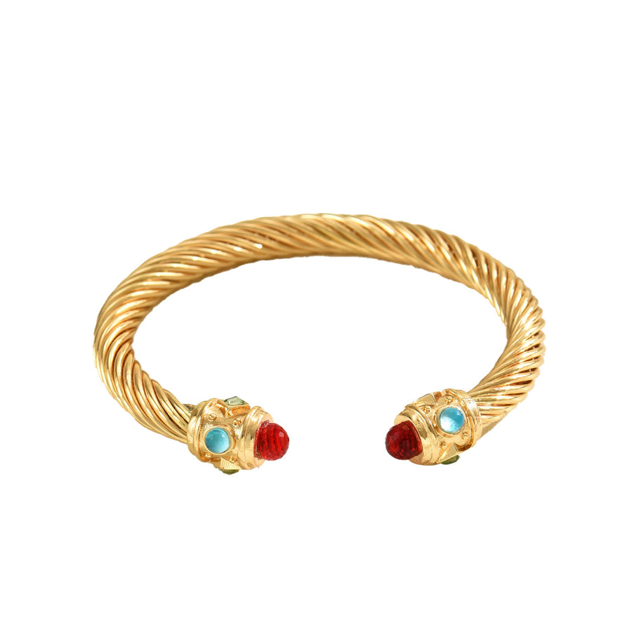 Adjustable Bangle with Colorful Cubic Zirconia for Women
