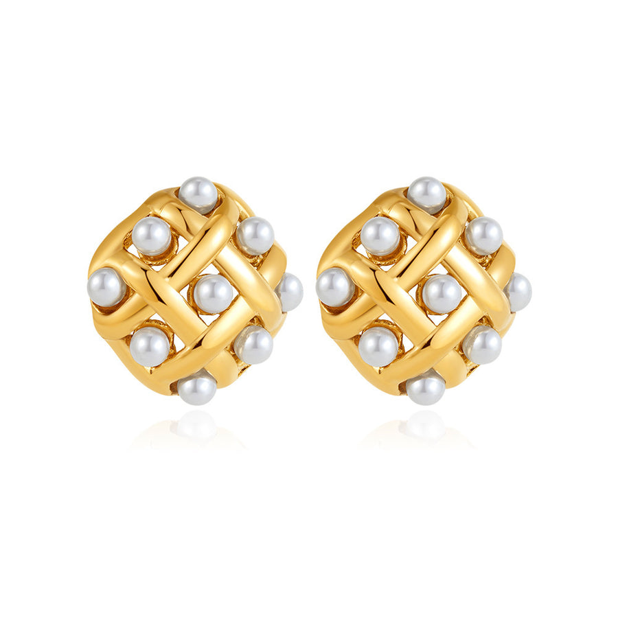 Trendy Geometric Metal Circle Stud Earrings for Women