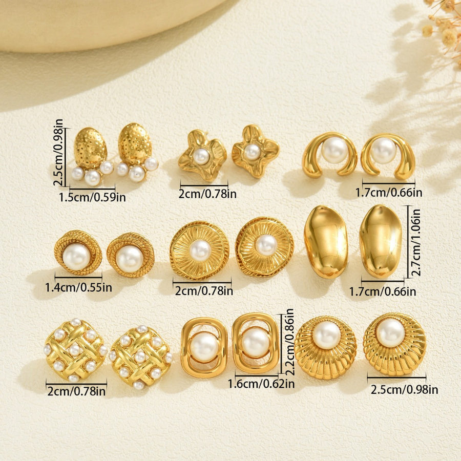 Trendy Geometric Metal Circle Stud Earrings for Women