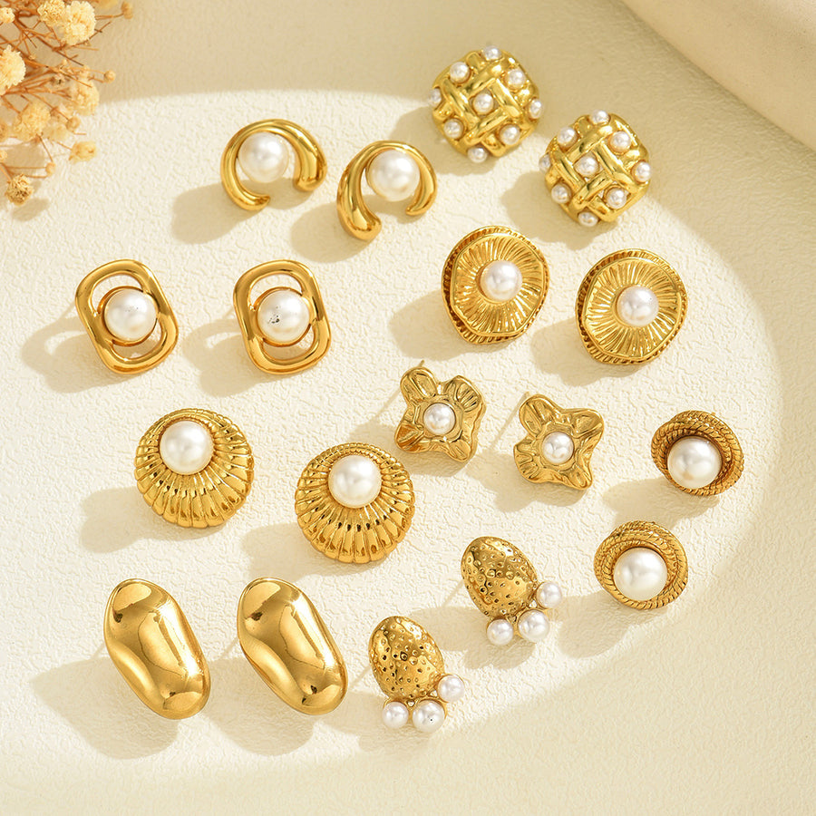 Trendy Geometric Metal Circle Stud Earrings for Women