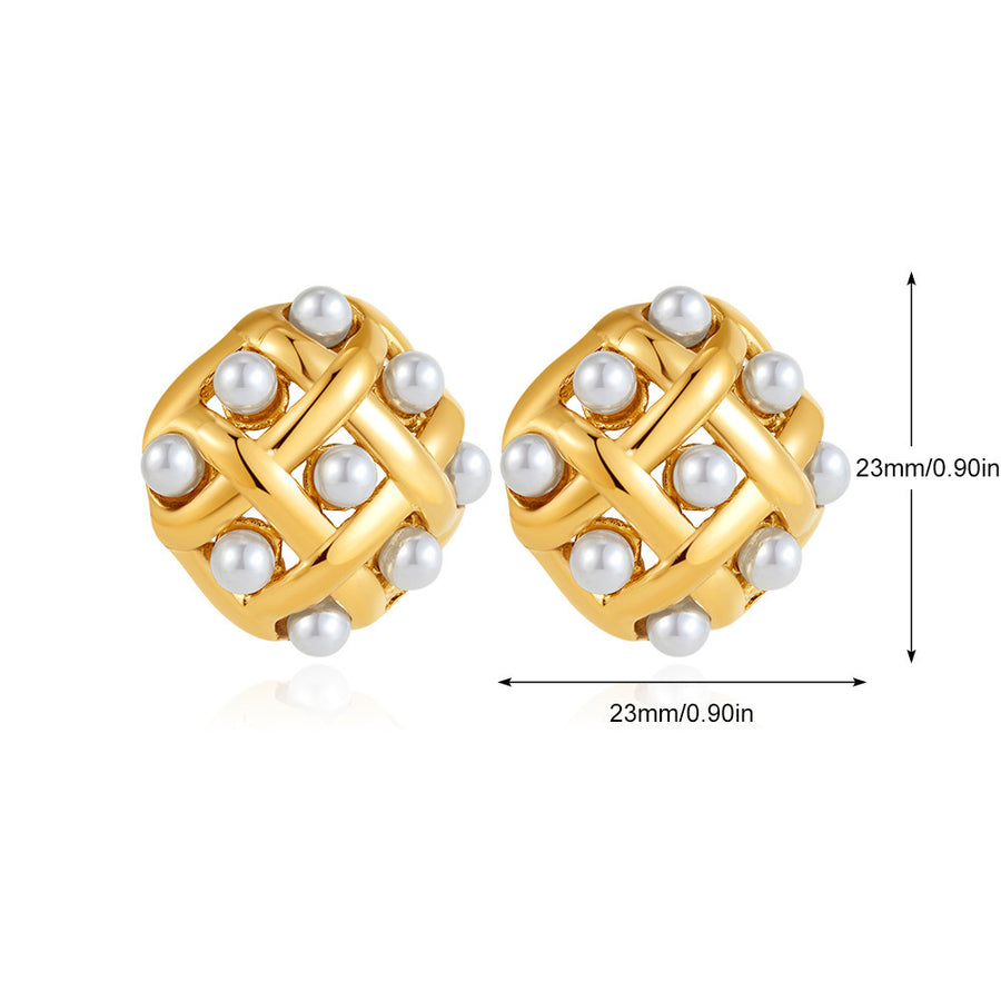 Trendy Geometric Metal Circle Stud Earrings for Women