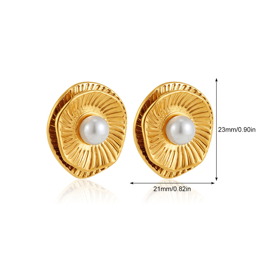 Trendy Geometric Metal Circle Stud Earrings for Women