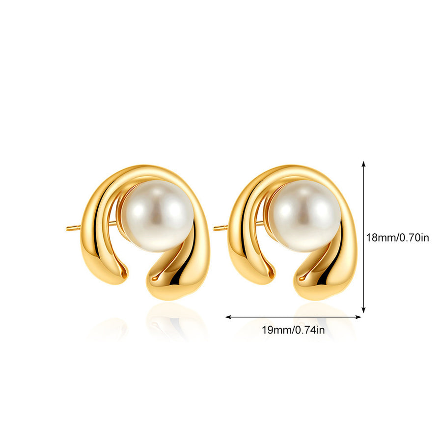 Trendy Geometric Metal Circle Stud Earrings for Women