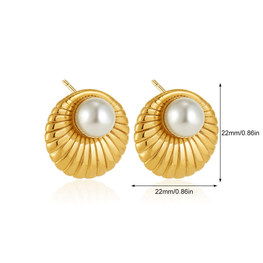 Trendy Geometric Metal Circle Stud Earrings for Women
