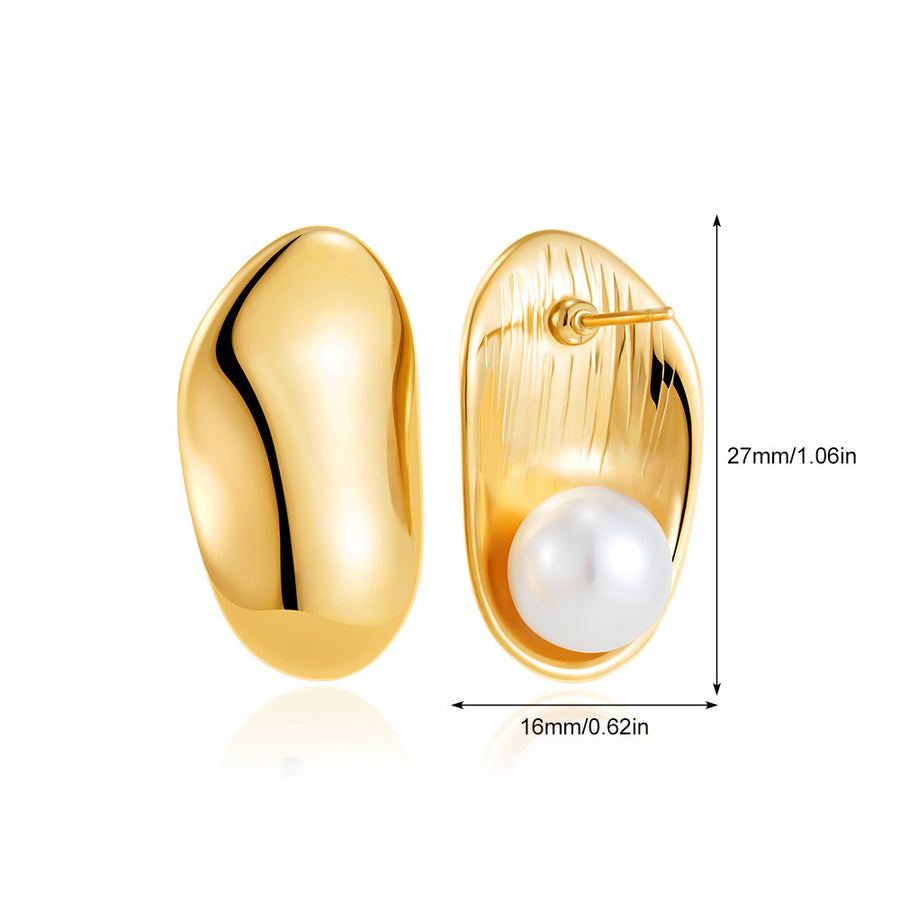 Trendy Geometric Metal Circle Stud Earrings for Women