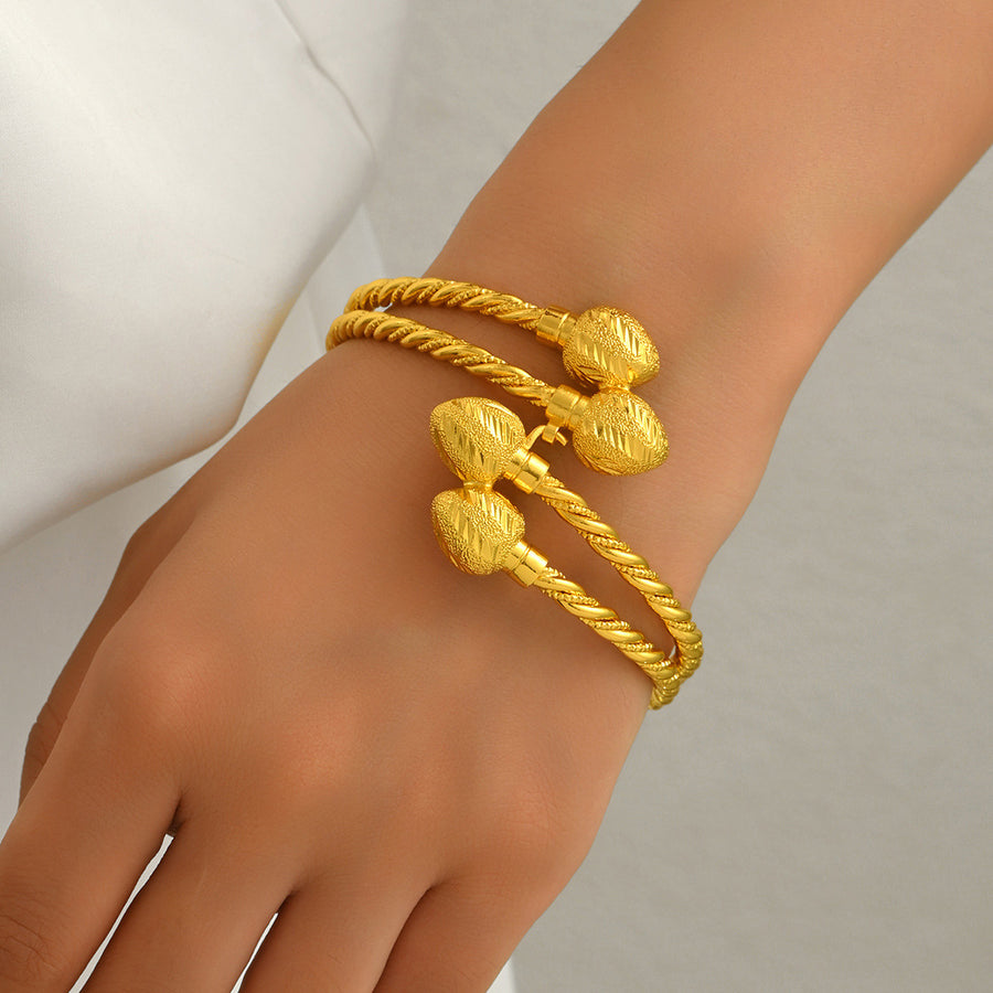 Geometric Round Ball Design Cuff Bangle for Women