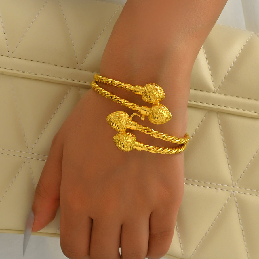 Geometric Round Ball Design Cuff Bangle for Women