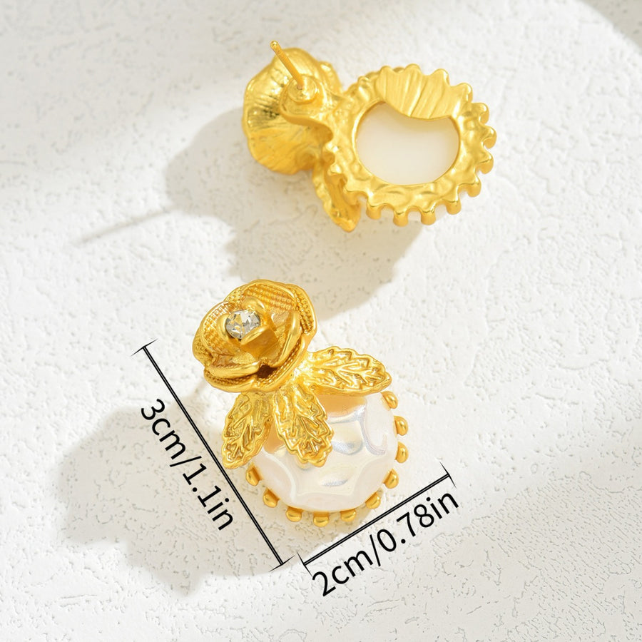 Elegant Camellia Rose Floral Stud Earrings for Ladies