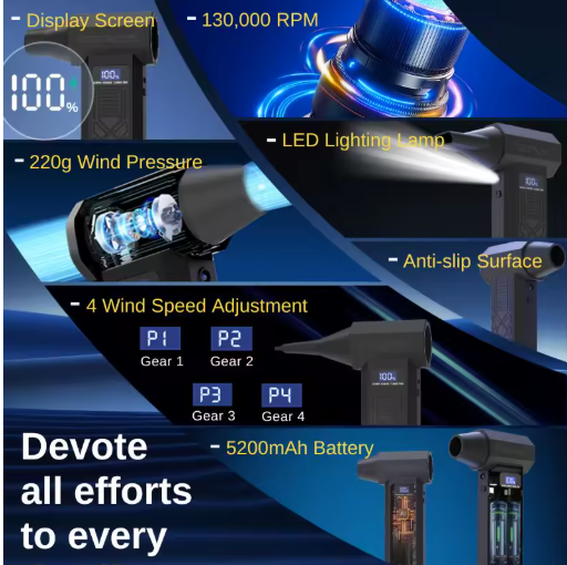 120,000 RPM Electric Turbine Blower - Portable Hair Curler & Dryer