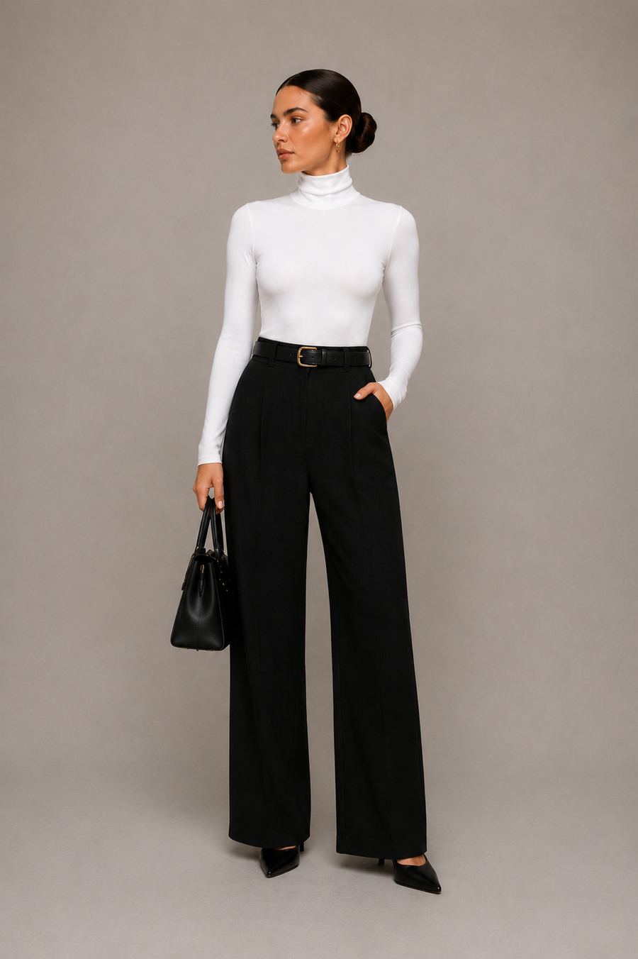 Women's Long Sleeve Turtleneck Bodysuit - Soft Stretch Crop Top