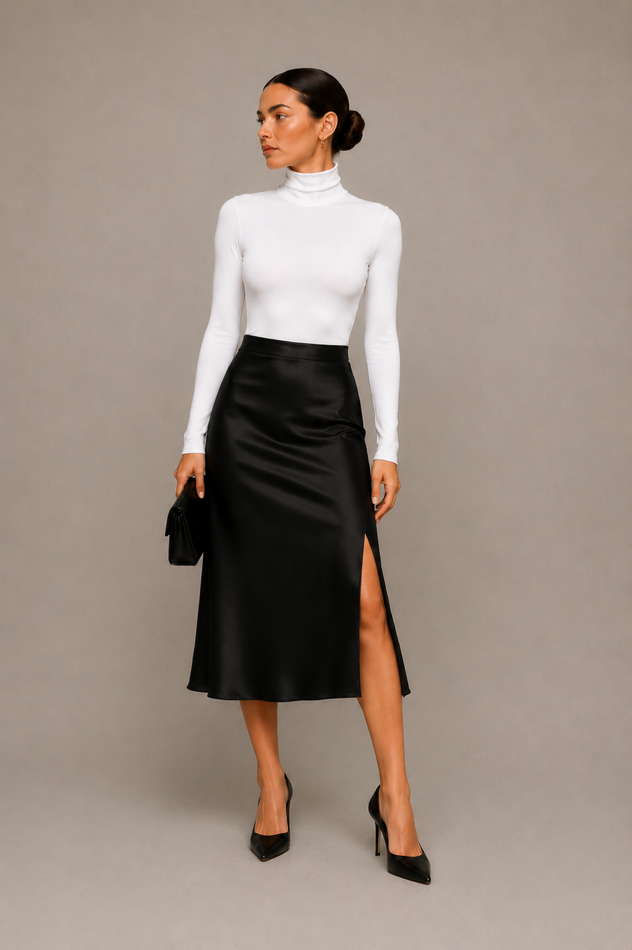 Women's Long Sleeve Turtleneck Bodysuit - Soft Stretch Crop Top
