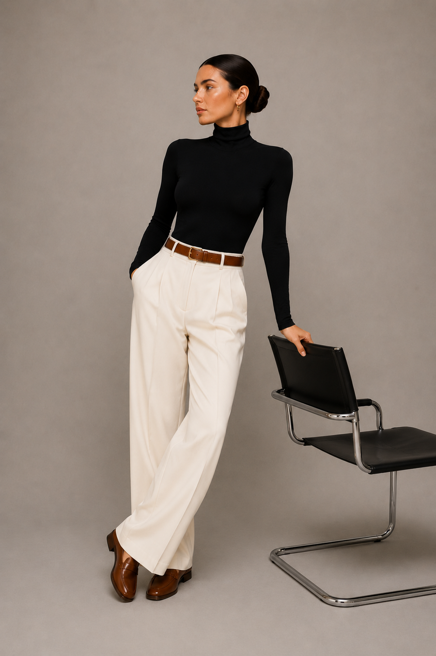 Women's Long Sleeve Turtleneck Bodysuit - Soft Stretch Crop Top