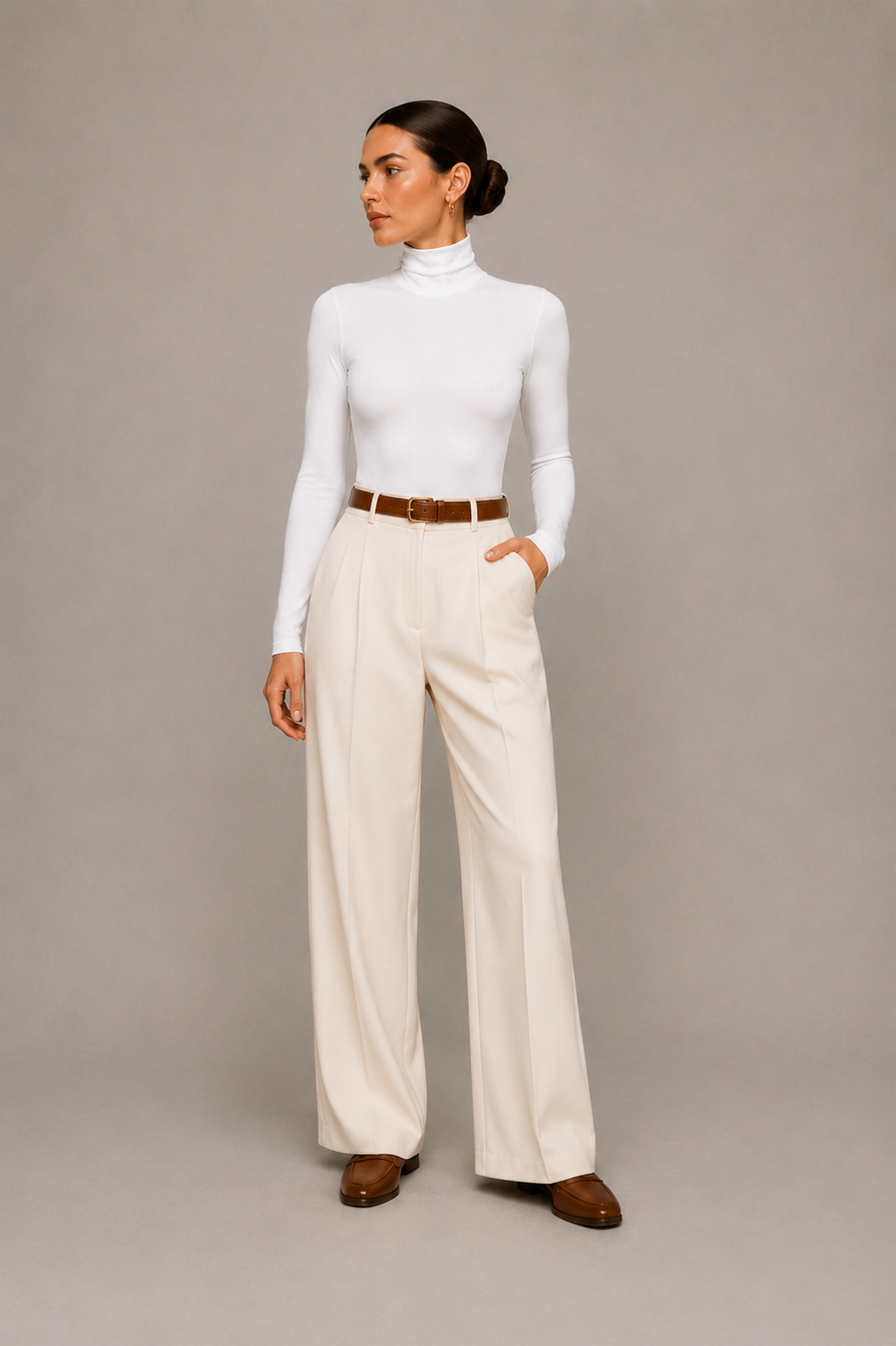 Women's Long Sleeve Turtleneck Bodysuit - Soft Stretch Crop Top